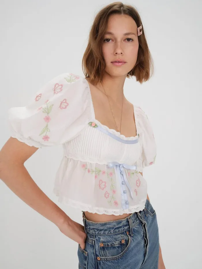 Women Carrington Blouse White For Love and Lemons Tops