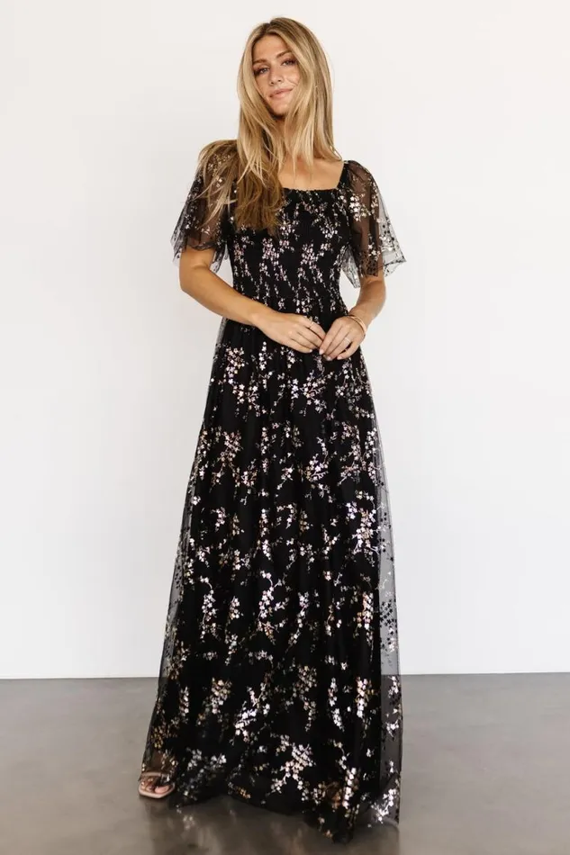 Women Cassandra Tulle Maxi Dress Metallic Black Baltic Born The Guest Edit