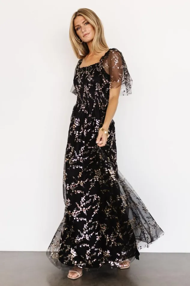 Women Cassandra Tulle Maxi Dress Metallic Black Baltic Born The Guest Edit