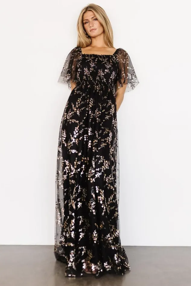 Women Cassandra Tulle Maxi Dress Metallic Black Baltic Born The Guest Edit