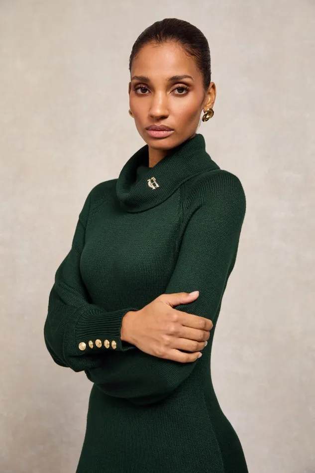 Women Chamonix Fit and Flare Dress Deep Emerald Holland Cooper Dresses
