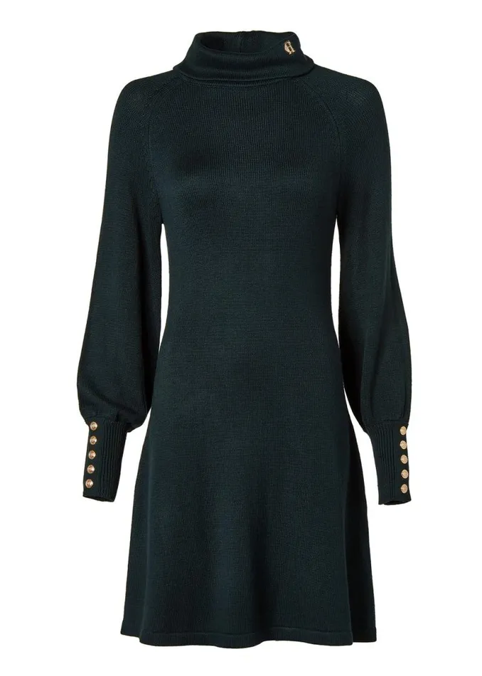 Women Chamonix Fit and Flare Dress Deep Emerald Holland Cooper Dresses