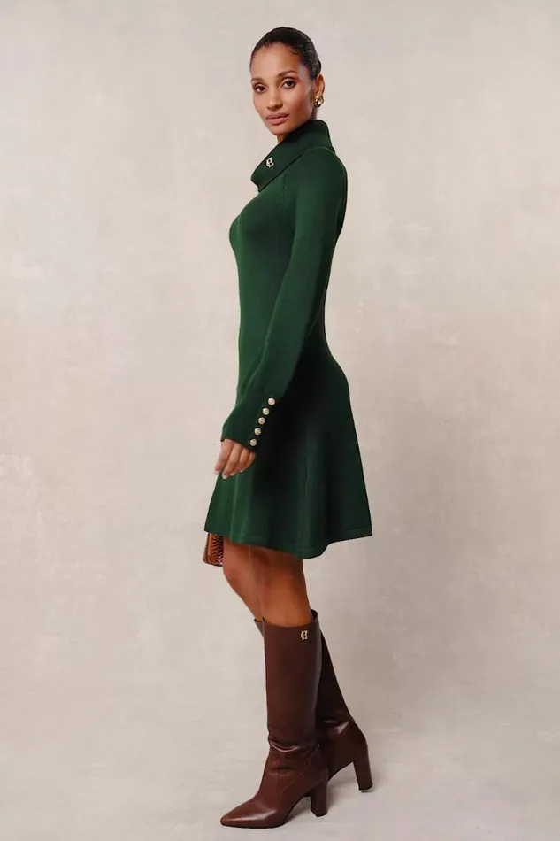 Women Chamonix Fit and Flare Dress Deep Emerald Holland Cooper Dresses
