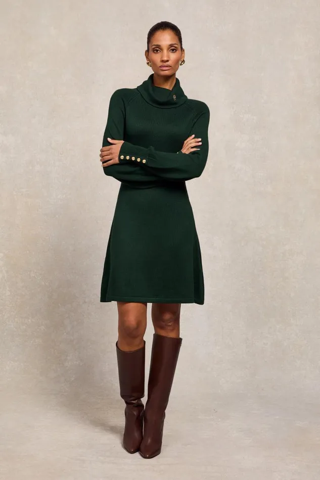Women Chamonix Fit and Flare Dress Deep Emerald Holland Cooper Dresses