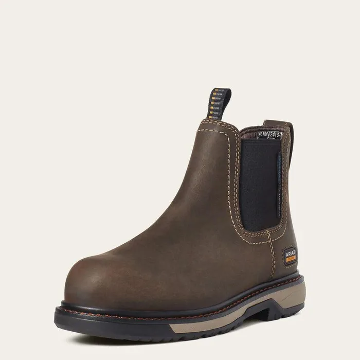 Women Chelsea Boots Ariat Riveter Chelsea CSA Waterproof Composite Toe Work Boot Dark Brown