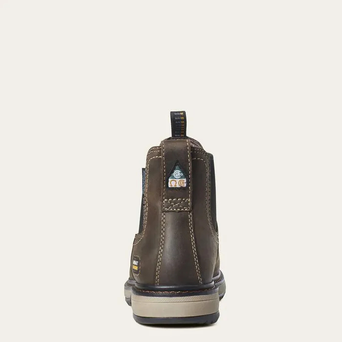 Women Chelsea Boots Ariat Riveter Chelsea CSA Waterproof Composite Toe Work Boot Dark Brown