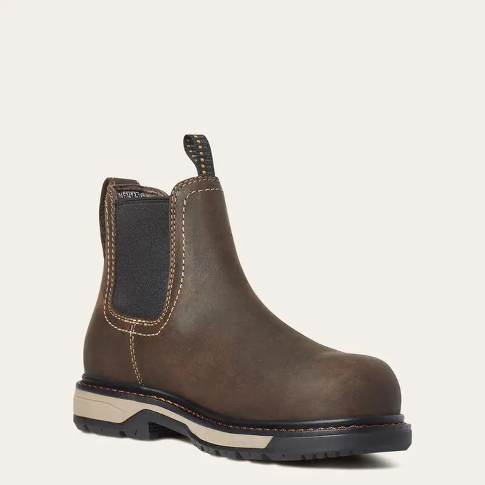 Women Chelsea Boots Ariat Riveter Chelsea CSA Waterproof Composite Toe Work Boot Dark Brown
