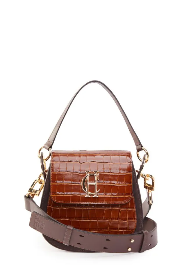 Women Chelsea Saddle Bag Tan Croc Holland Cooper Bags