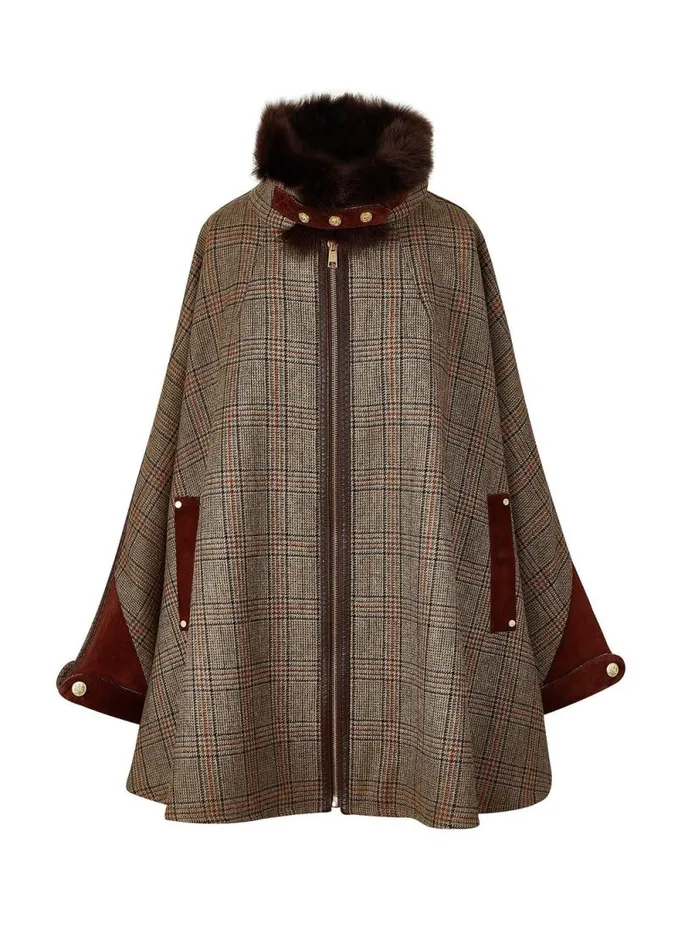 Women Chiltern Cape Bourbon Tweed Holland Cooper Tailoring