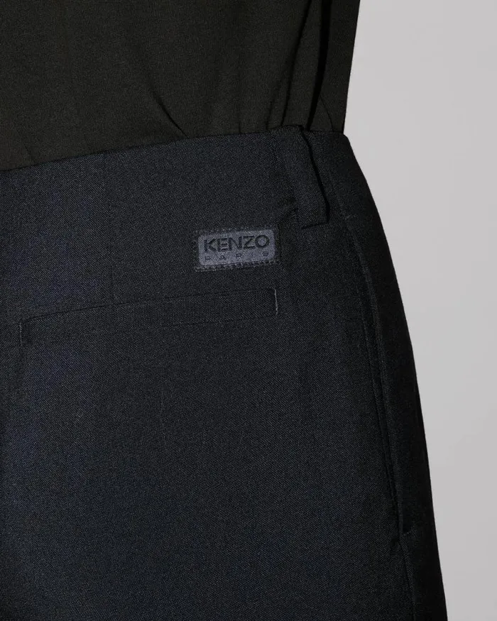 Women Cigarette Pants In Virgin Wool Black Kenzo Pants And Shorts