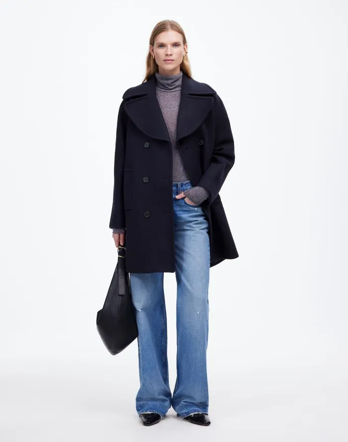 Women Coats Jackets Madewell OversizedCollar Peacoat In Insuluxe Fabric Deep Navy As Standard Women Coats Jackets Madewell OversizedCollar Peacoat In Insuluxe Fabric Deep Navy As Standard