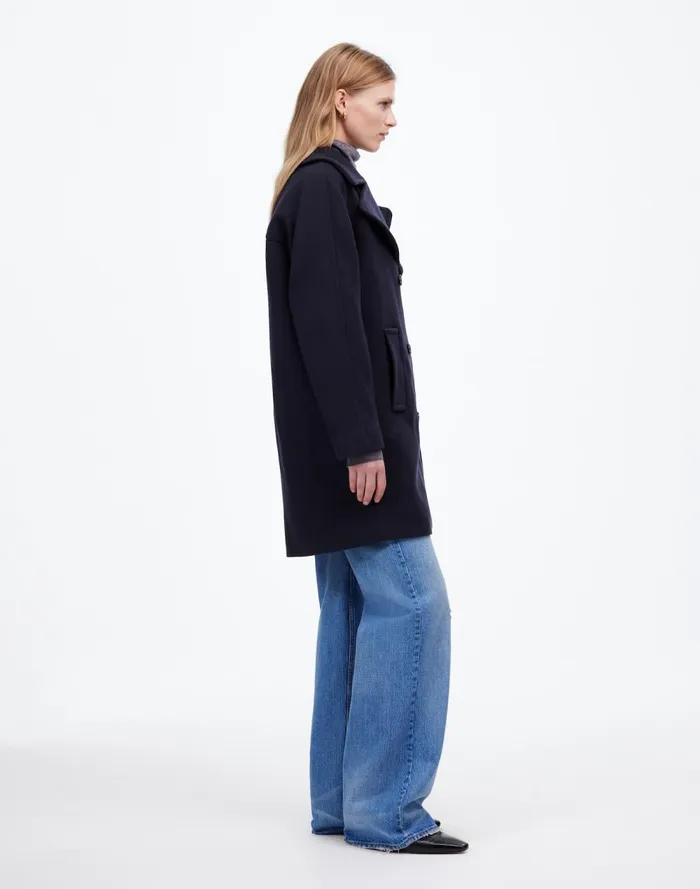 Women Coats Jackets Madewell OversizedCollar Peacoat In Insuluxe Fabric Deep Navy As Standard