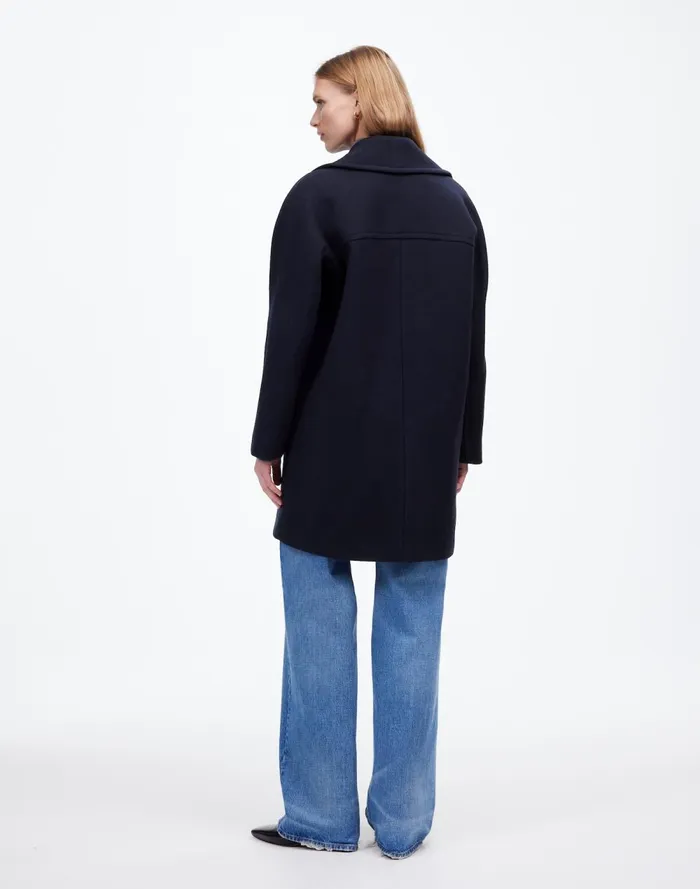 Women Coats Jackets Madewell OversizedCollar Peacoat In Insuluxe Fabric Deep Navy As Standard