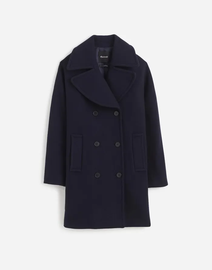 Women Coats Jackets Madewell OversizedCollar Peacoat In Insuluxe Fabric Deep Navy As Standard