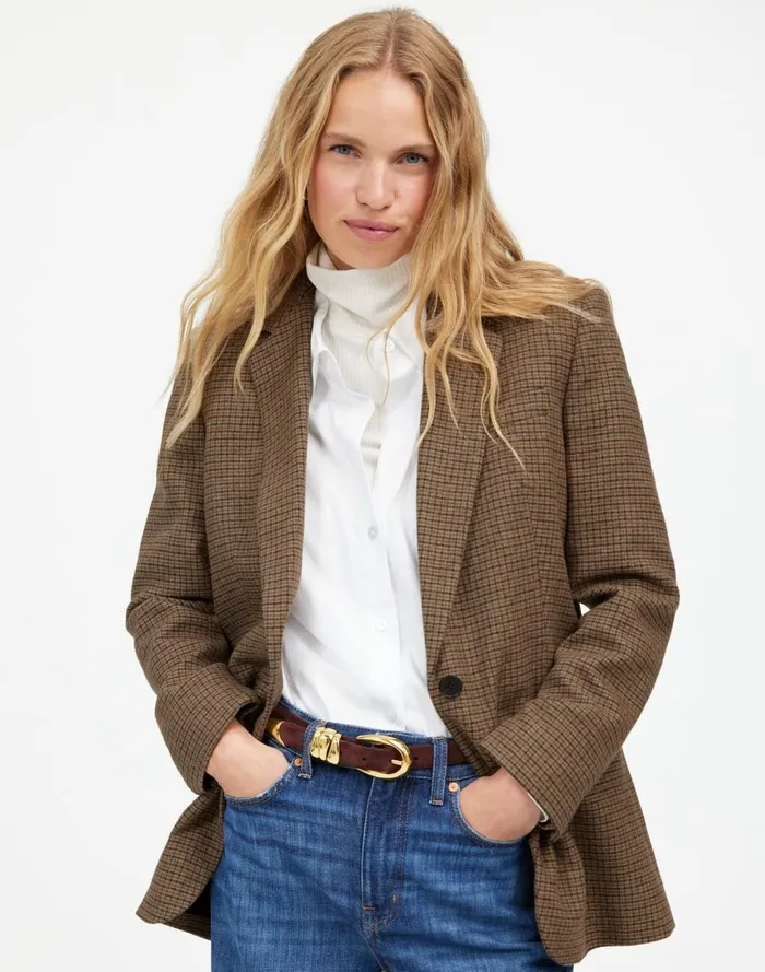 Women Coats Jackets Madewell The Kline Blazer Parton Check