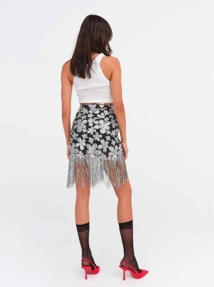 Women Colette Mini Skirt Silver For Love and Lemons Bottoms Women Colette Mini Skirt Silver For Love and Lemons Bottoms