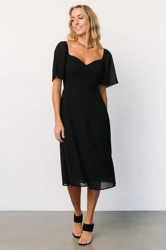 Women Colette Sweetheart Midi Dress Black Baltic Born Midi Dresses