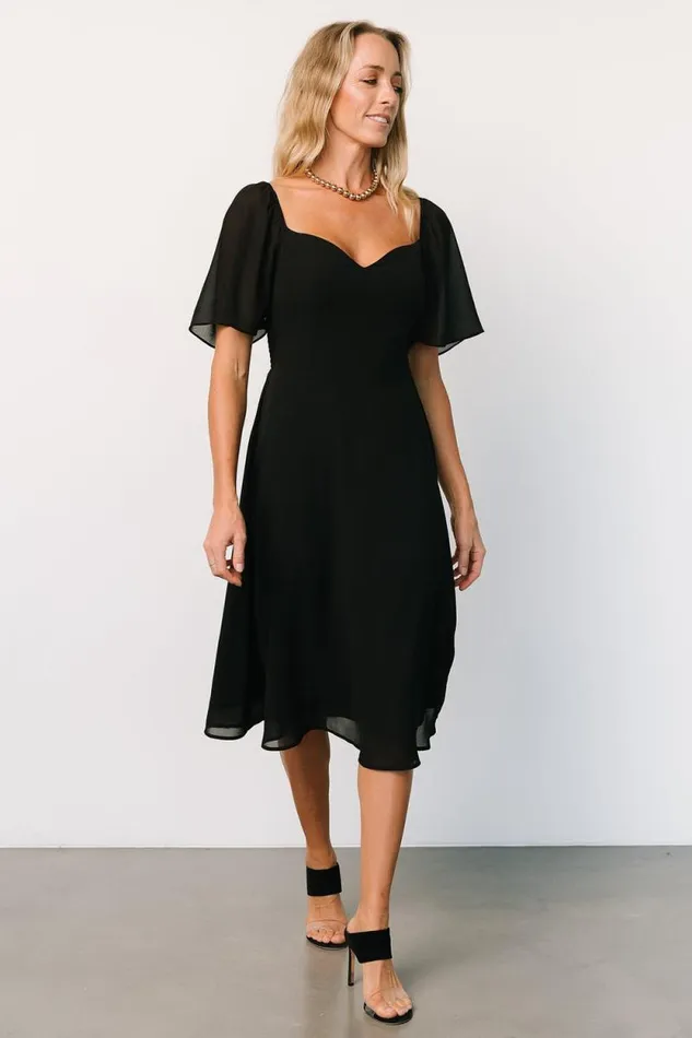 Women Colette Sweetheart Midi Dress Black Baltic Born Midi Dresses