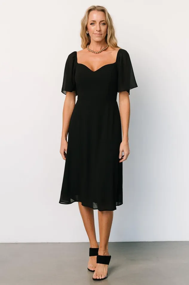 Women Colette Sweetheart Midi Dress Black Baltic Born Midi Dresses