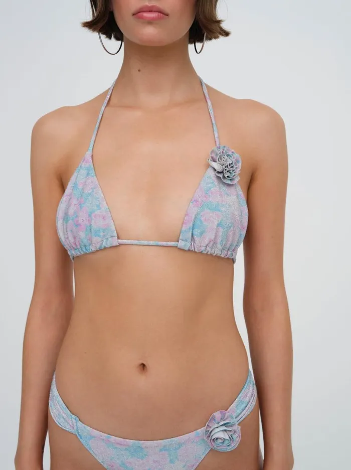 Women Collina Triangle Bikini Top Blue For Love and Lemons Swim