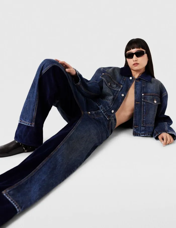 Women Corduroy HighRise Straight Leg Jeans Dark Wash Blue Denim Stella McCartney Pants And Shorts Women Corduroy HighRise Straight Leg Jeans Dark Wash Blue Denim Stella McCartney Pants And Shorts