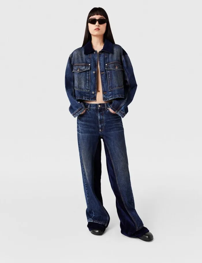 Women Corduroy HighRise Straight Leg Jeans Dark Wash Blue Denim Stella McCartney Pants And Shorts Women Corduroy HighRise Straight Leg Jeans Dark Wash Blue Denim Stella McCartney Pants And Shorts