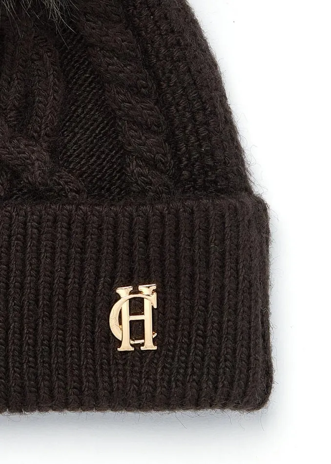 Women Cortina Bobble Hat Chocolate Mink Holland Cooper Hats and Headbands
