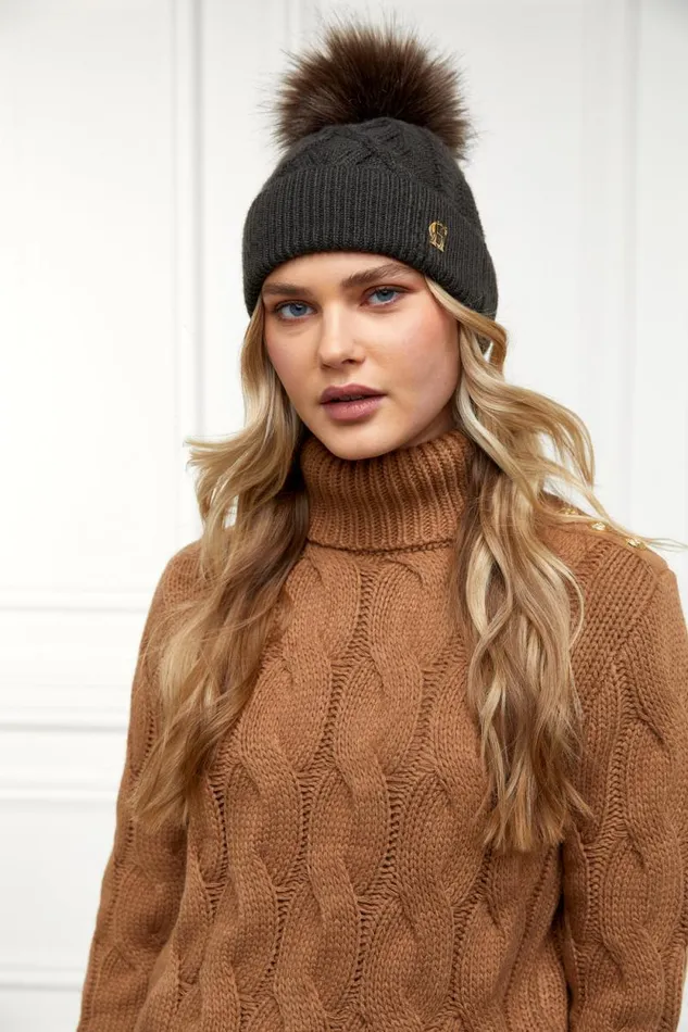 Women Cortina Bobble Hat Fern Green Mink Holland Cooper Hats and Headbands
