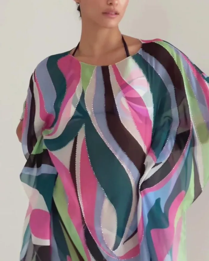 Women CoverUps PatBO DELOS BEADED KAFTAN FINAL SALE Black Multi
