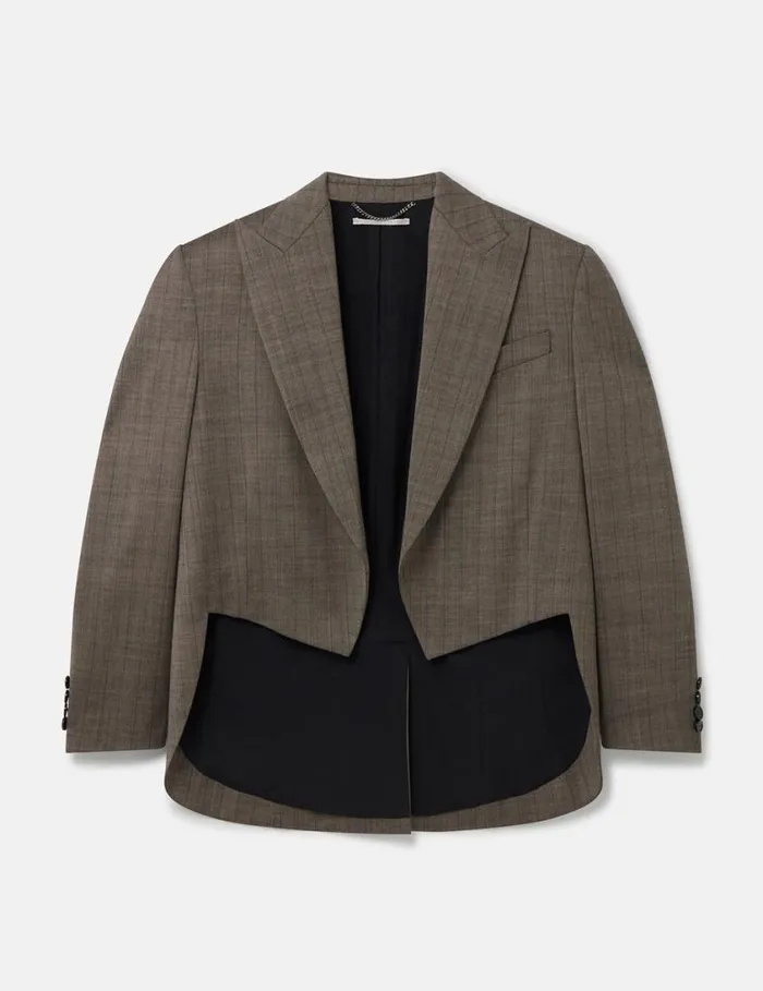 Women Cropped Pinstripe Wool Blazer Stone Pinstripe Stella McCartney Coats And Jackets