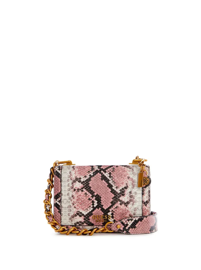 Women Crossbody GUESS Pink Python Abey Crossbody Bag