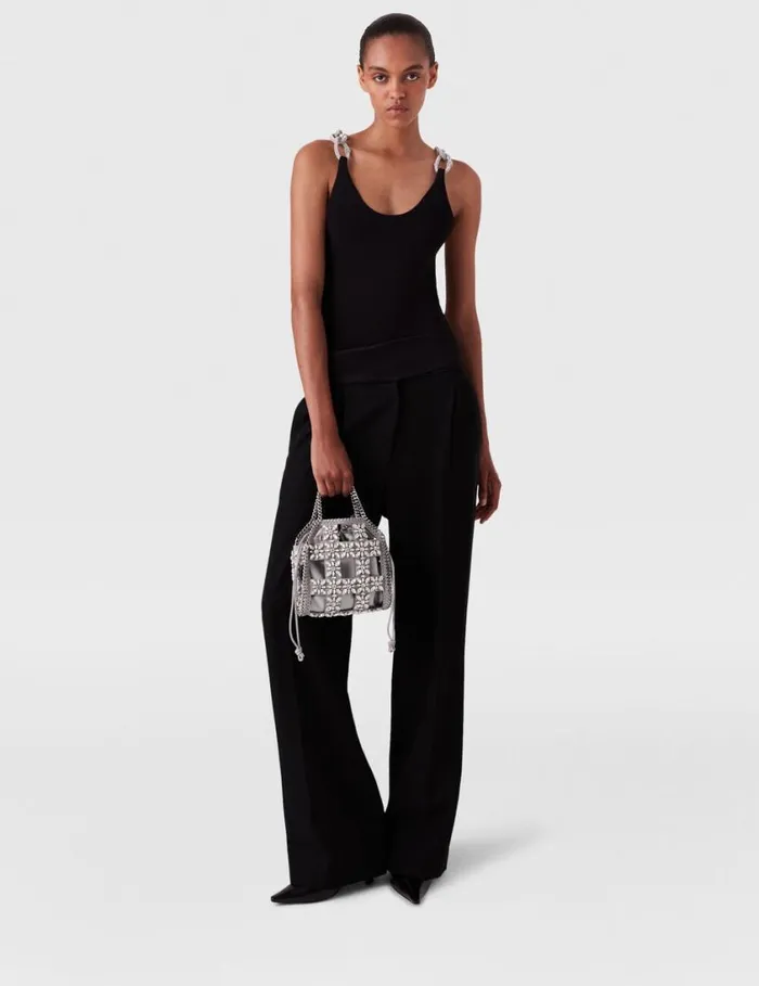 Women Crystal Chain Strap Top Black Stella McCartney Shirts And Tops Women Crystal Chain Strap Top Black Stella McCartney Shirts And Tops