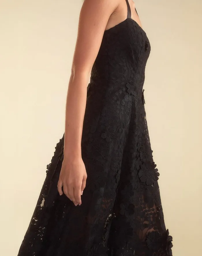 Women Cynthia Rowley Dresses Blooming Lace Halter Dress Black