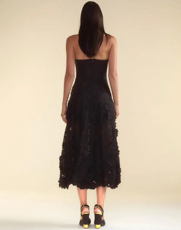 Women Cynthia Rowley Dresses Blooming Lace Halter Dress Black