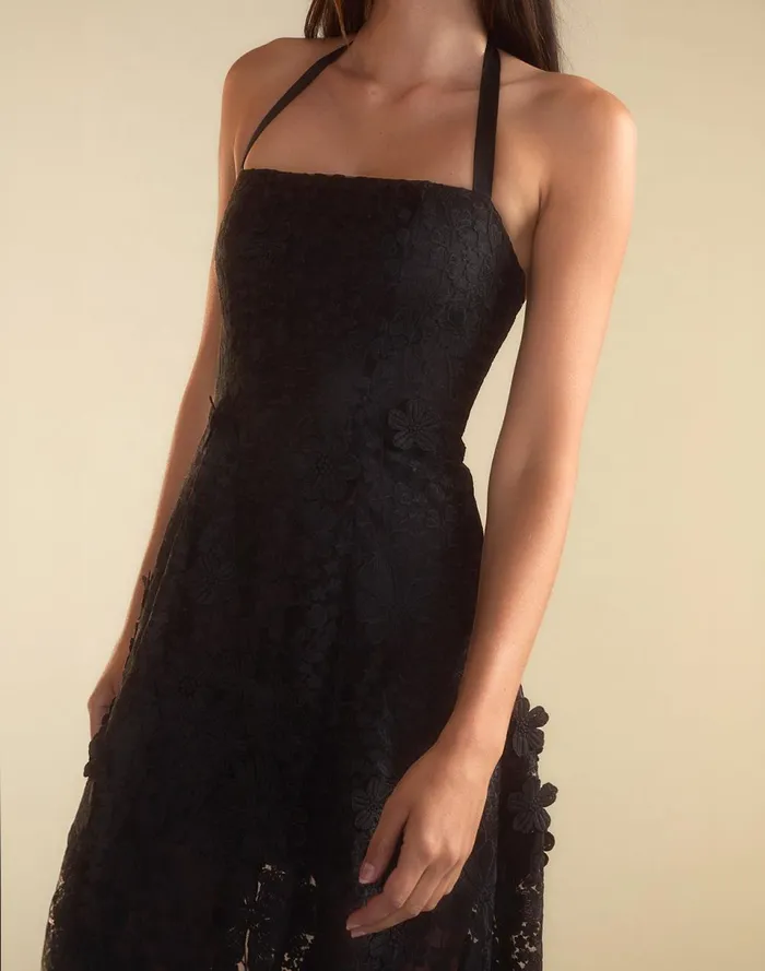 Women Cynthia Rowley Dresses Blooming Lace Halter Dress Black