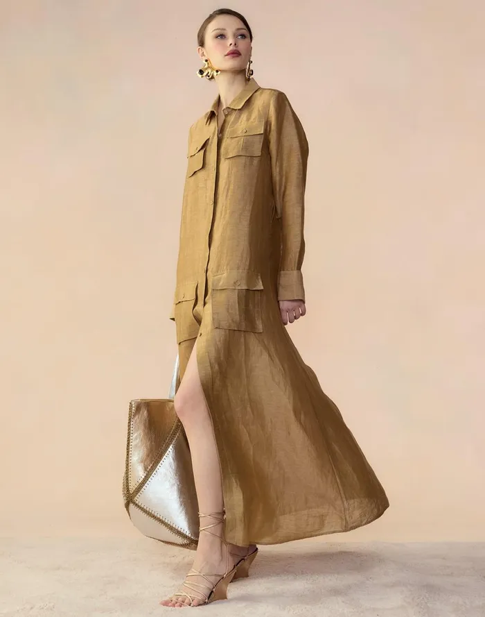 Women Cynthia Rowley Dresses Lagos Silk Linen Shirt Dress Camel Women Cynthia Rowley Dresses Lagos Silk Linen Shirt Dress Camel