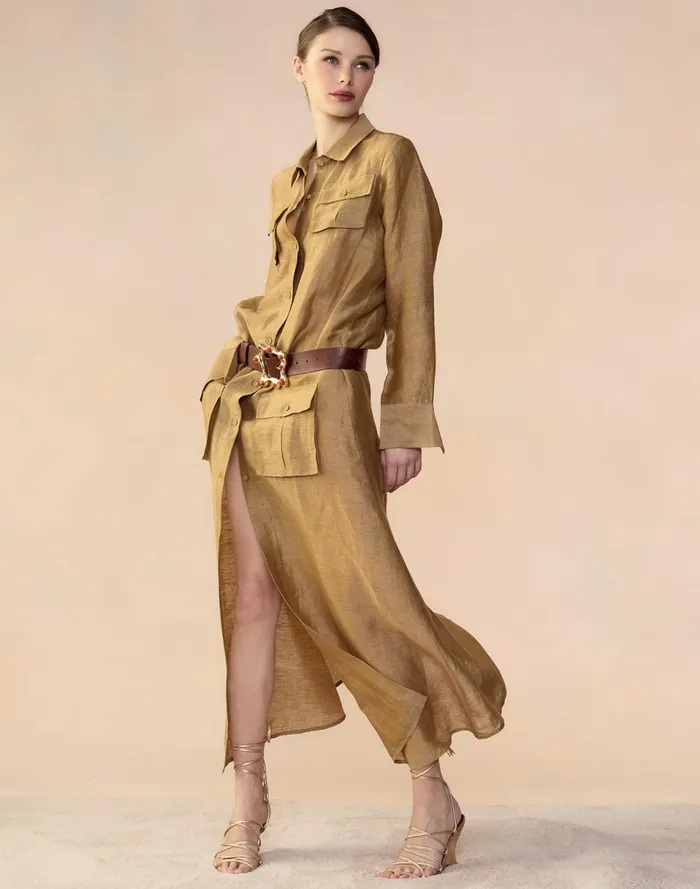 Women Cynthia Rowley Dresses Lagos Silk Linen Shirt Dress Camel Women Cynthia Rowley Dresses Lagos Silk Linen Shirt Dress Camel