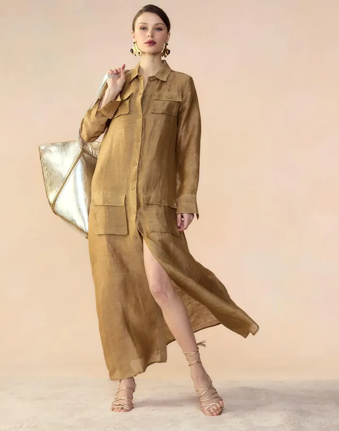 Women Cynthia Rowley Dresses Lagos Silk Linen Shirt Dress Camel Women Cynthia Rowley Dresses Lagos Silk Linen Shirt Dress Camel