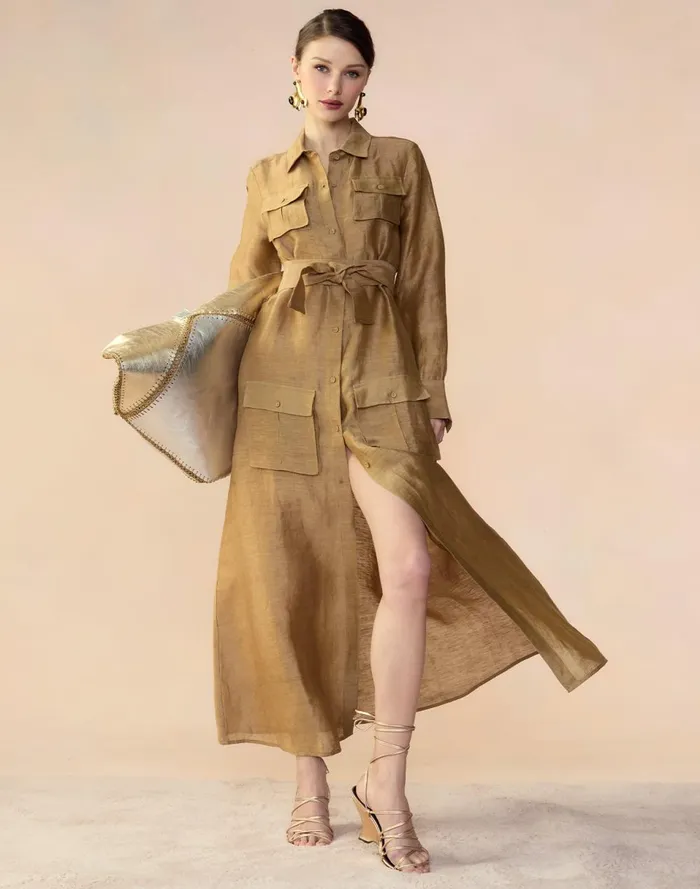 Women Cynthia Rowley Dresses Lagos Silk Linen Shirt Dress Camel Women Cynthia Rowley Dresses Lagos Silk Linen Shirt Dress Camel
