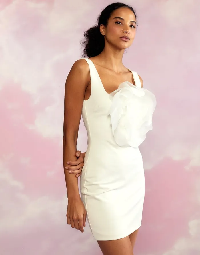 Women Cynthia Rowley Dresses Sofia Organza Flower Dress White Women Cynthia Rowley Dresses Sofia Organza Flower Dress White