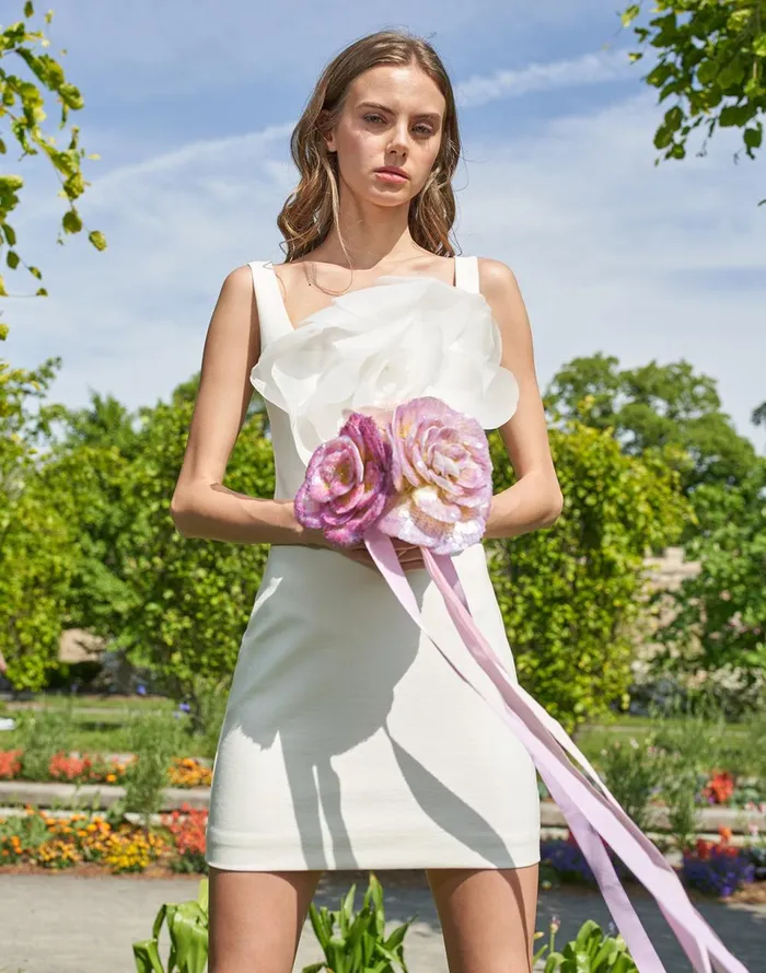 Women Cynthia Rowley Dresses Sofia Organza Flower Dress White Women Cynthia Rowley Dresses Sofia Organza Flower Dress White