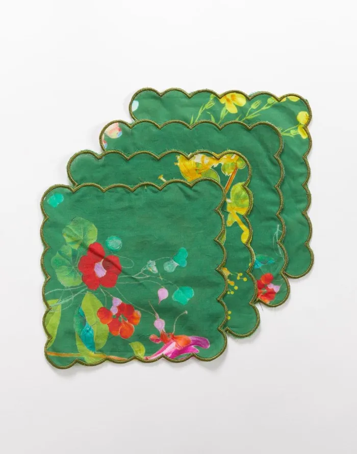 Women Cynthia Rowley Home Scallop Embroidered Edge Cocktail Napkin Grnfl