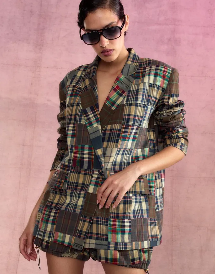 Women Cynthia Rowley Outerwear Madrid Madras Blazer Plaid Women Cynthia Rowley Outerwear Madrid Madras Blazer Plaid