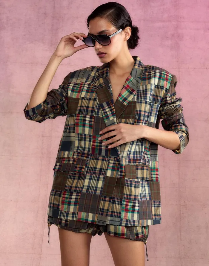 Women Cynthia Rowley Outerwear Madrid Madras Blazer Plaid Women Cynthia Rowley Outerwear Madrid Madras Blazer Plaid