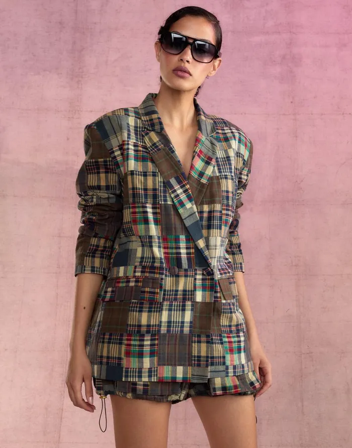 Women Cynthia Rowley Outerwear Madrid Madras Blazer Plaid Women Cynthia Rowley Outerwear Madrid Madras Blazer Plaid