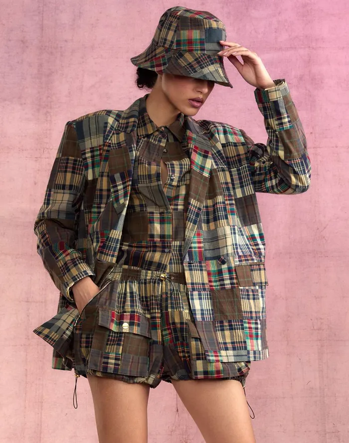 Women Cynthia Rowley Outerwear Madrid Madras Blazer Plaid Women Cynthia Rowley Outerwear Madrid Madras Blazer Plaid