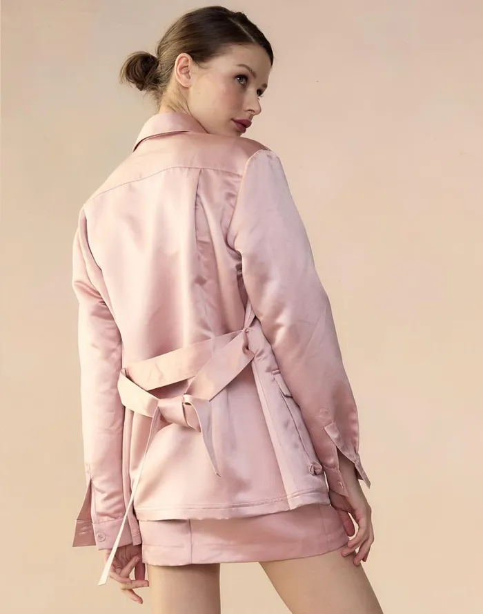 Women Cynthia Rowley Outerwear Satin Safari Jacket Mauve