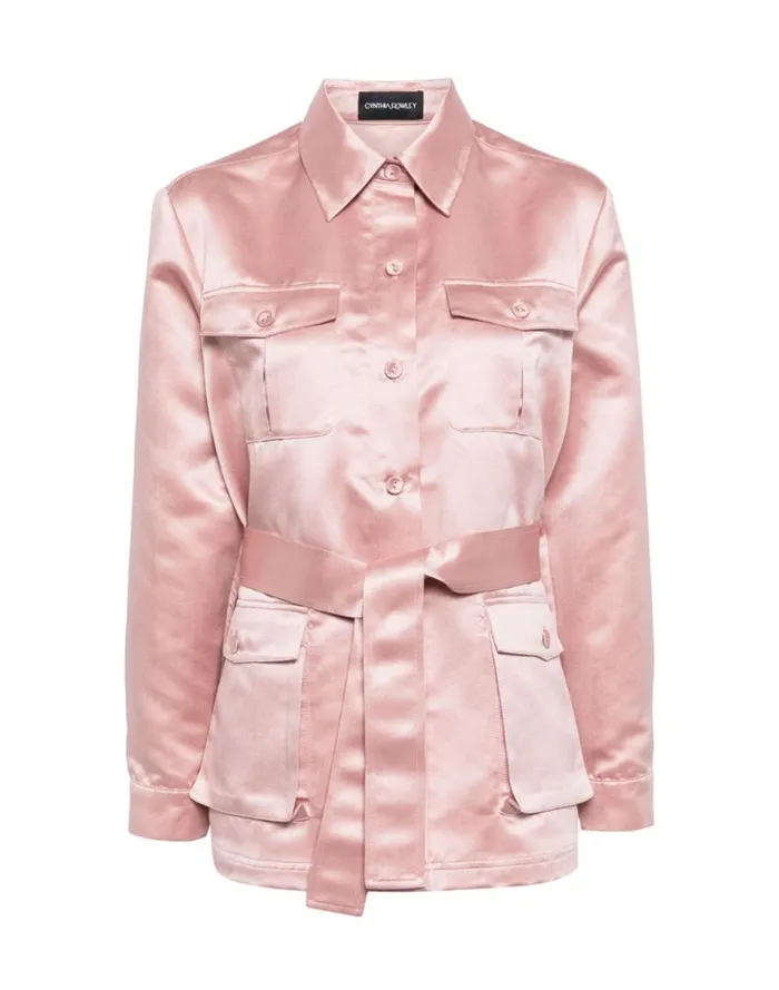 Women Cynthia Rowley Outerwear Satin Safari Jacket Mauve