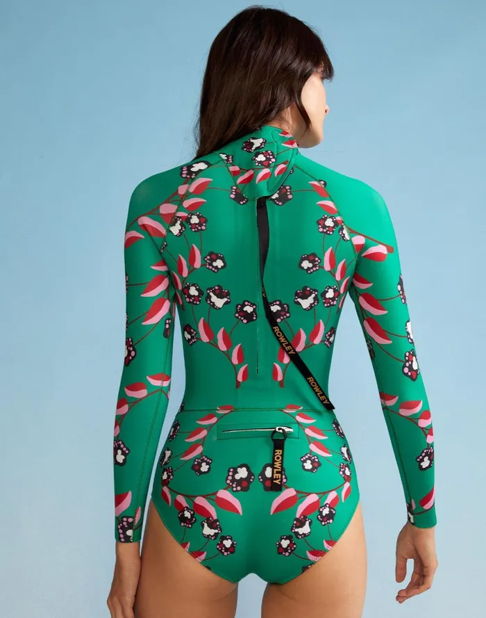 Women Cynthia Rowley Swim Vine Floral High Cut Wetsuit Grvflo Women Cynthia Rowley Swim Vine Floral High Cut Wetsuit Grvflo