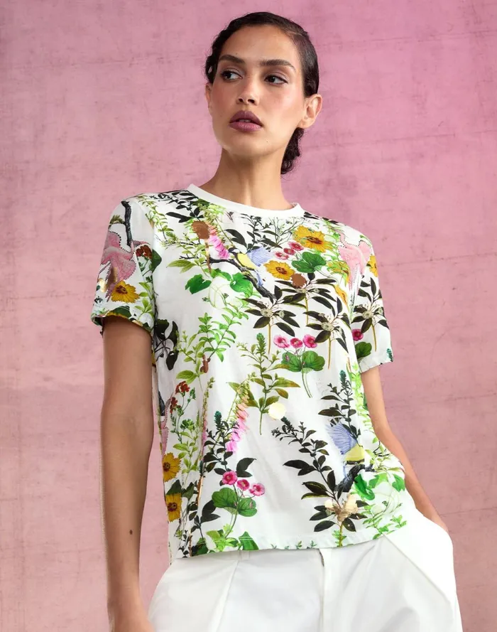 Women Cynthia Rowley Tops Bloom Tee Whtfl